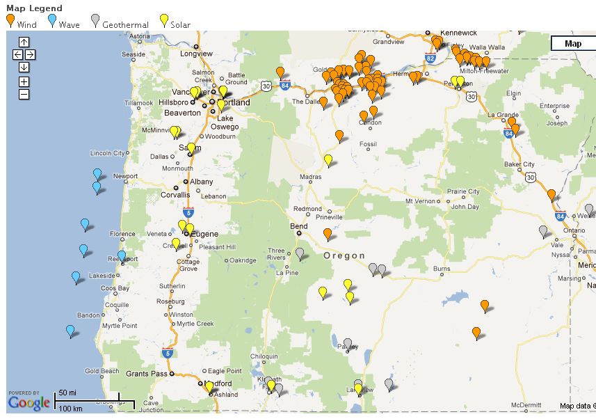 Oregon Renewable Energy Map