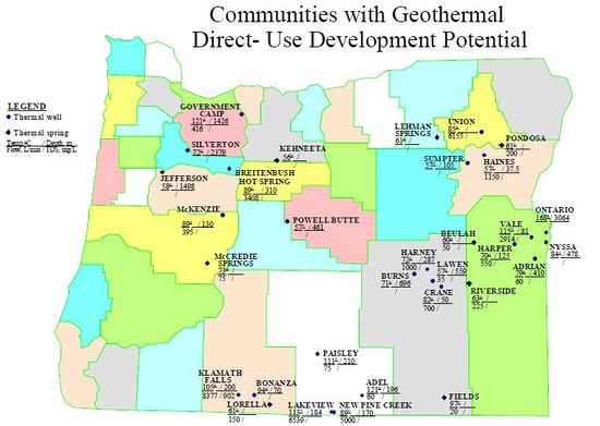 Oregon Geothermal Map from Oregon DOE