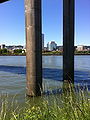 Highway pylons from Eastside Esplanade looking west